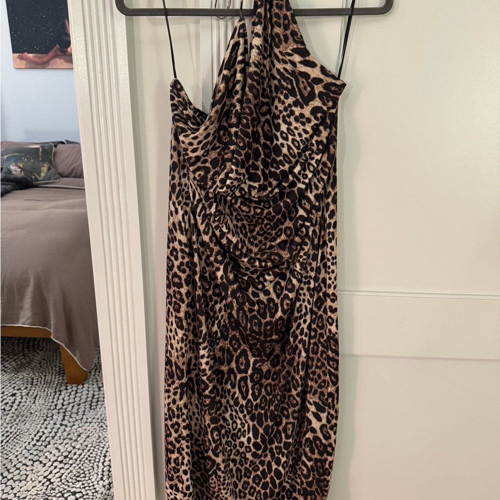 Zara Animal Print Halter Dress